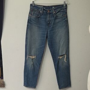 J Crew Slouchy Boyfriend Distressed Blue Jeans
